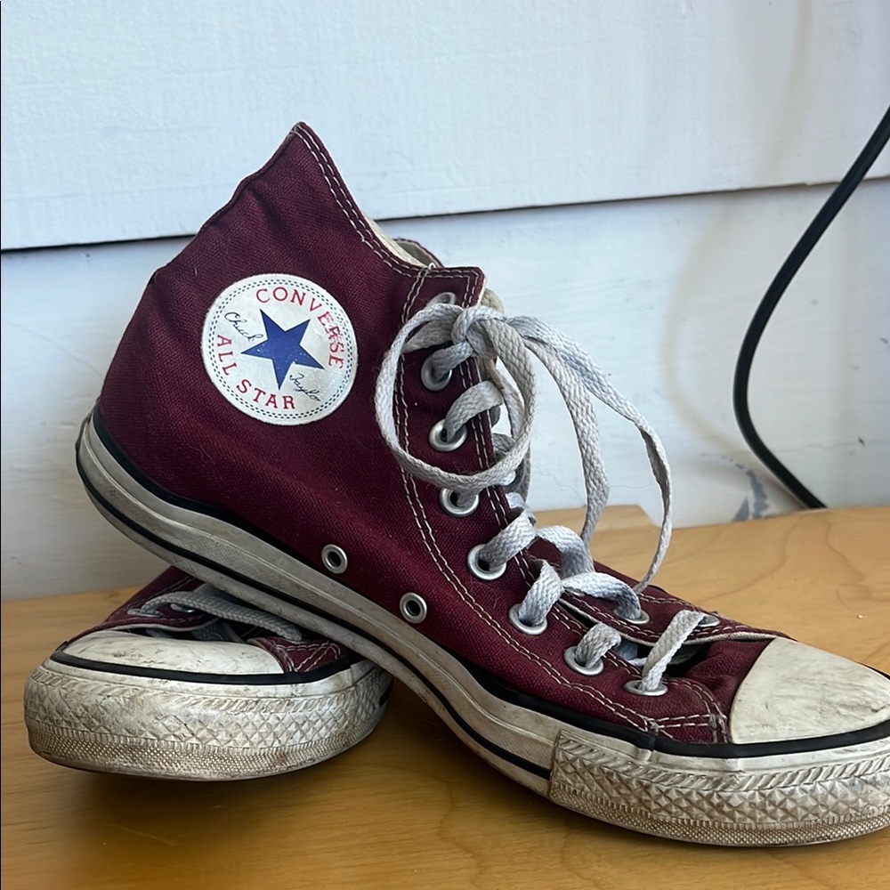 Converse High Tops in Deep Red with White Accents